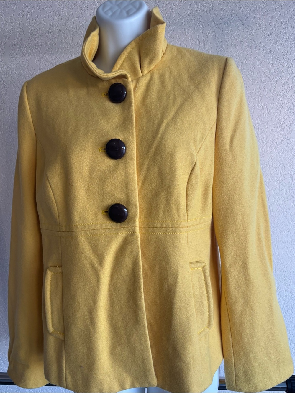 Old Navy Yellow Pea Coat with Contrast Buttons